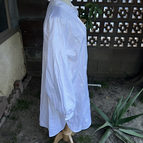 Karl Lagerfeld Paris | Women's Embellished White Shirt Dress - Picture 12 of 16